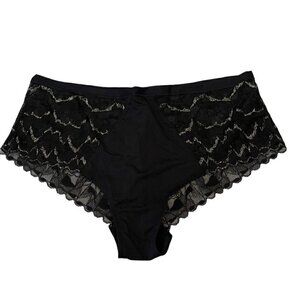 Women's Etam 2XL Black with Gold Sparkles Tabby Culotte Panties